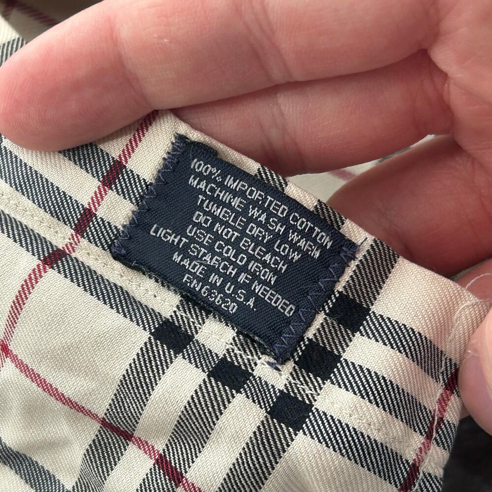 Vintage Men's Burberry London Micro Nova Check Button Up Shirt 3XL 63620 - Picture 4 of 10